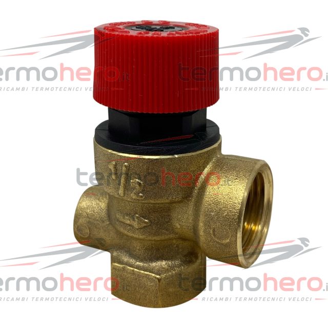 Valvola di Sicurezza 3 Bar 1/2" Femmina con Attacco 1/4" per Manometro e Idrometro