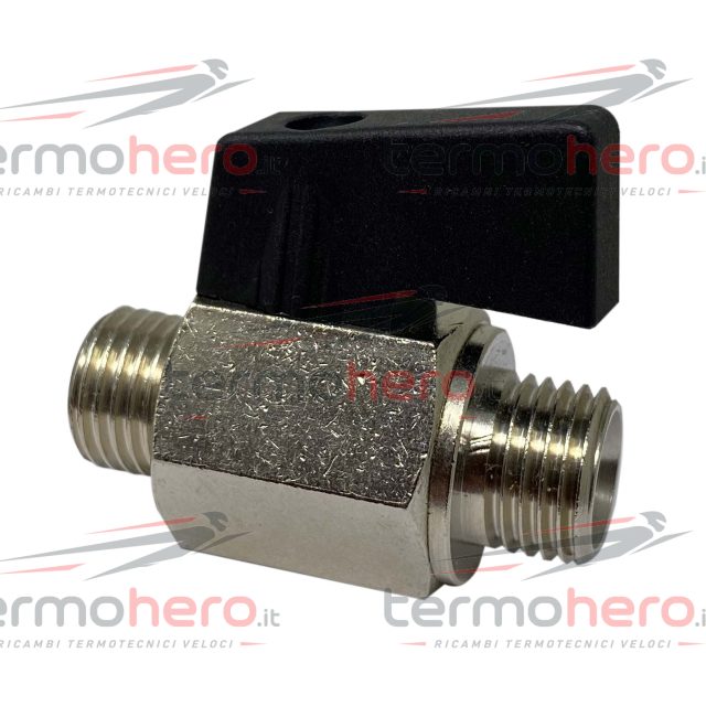 Valvola a sfera per carico impianto 1/4 maschio maschio lunghezza 40 mm