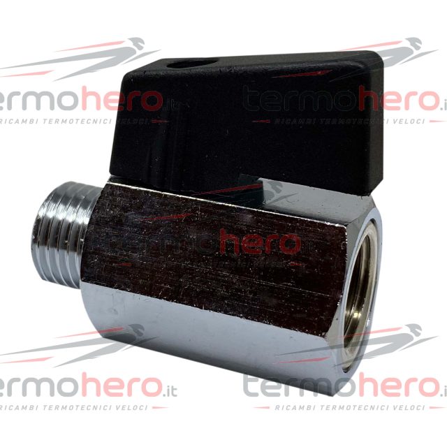 Valvola a sfera 1/4 maschio femmina per carico impianto, lunghezza 38 mm