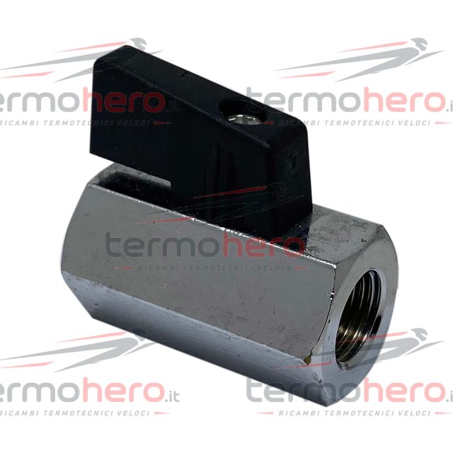 Valvola a sfera 1/4 femmina femmina per carico impianto, lunghezza 38 mm