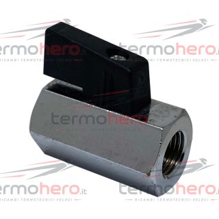Valvola a sfera 1/4 femmina femmina per carico impianto, lunghezza 38 mm